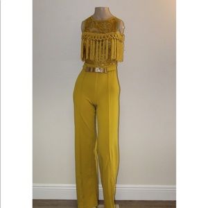 Mustard Yellow Fringe Jumpsuit
